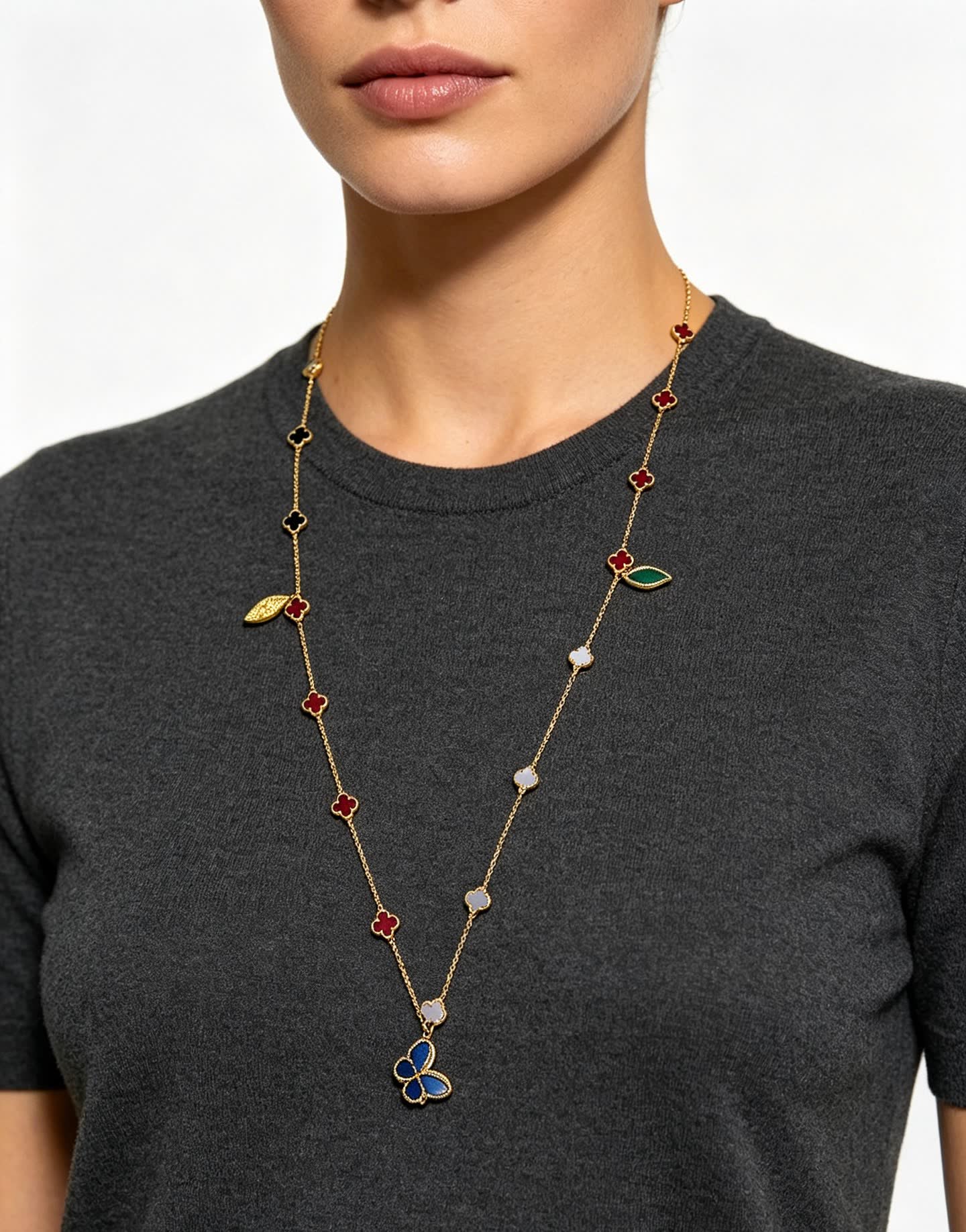 Van Cleef & Arpels Alhambra Gold Necklace with Butterfly pendant